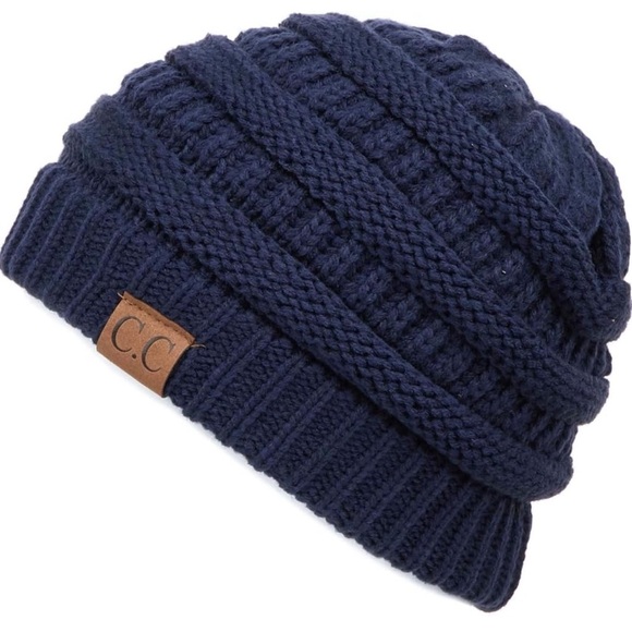 C.C Exclusives NAVY Cable Knit Beanie Thick, Soft & Warm Chunky Beanie Hats - Picture 1 of 2